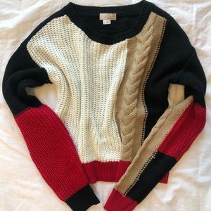 Cropped Color Block Sweater